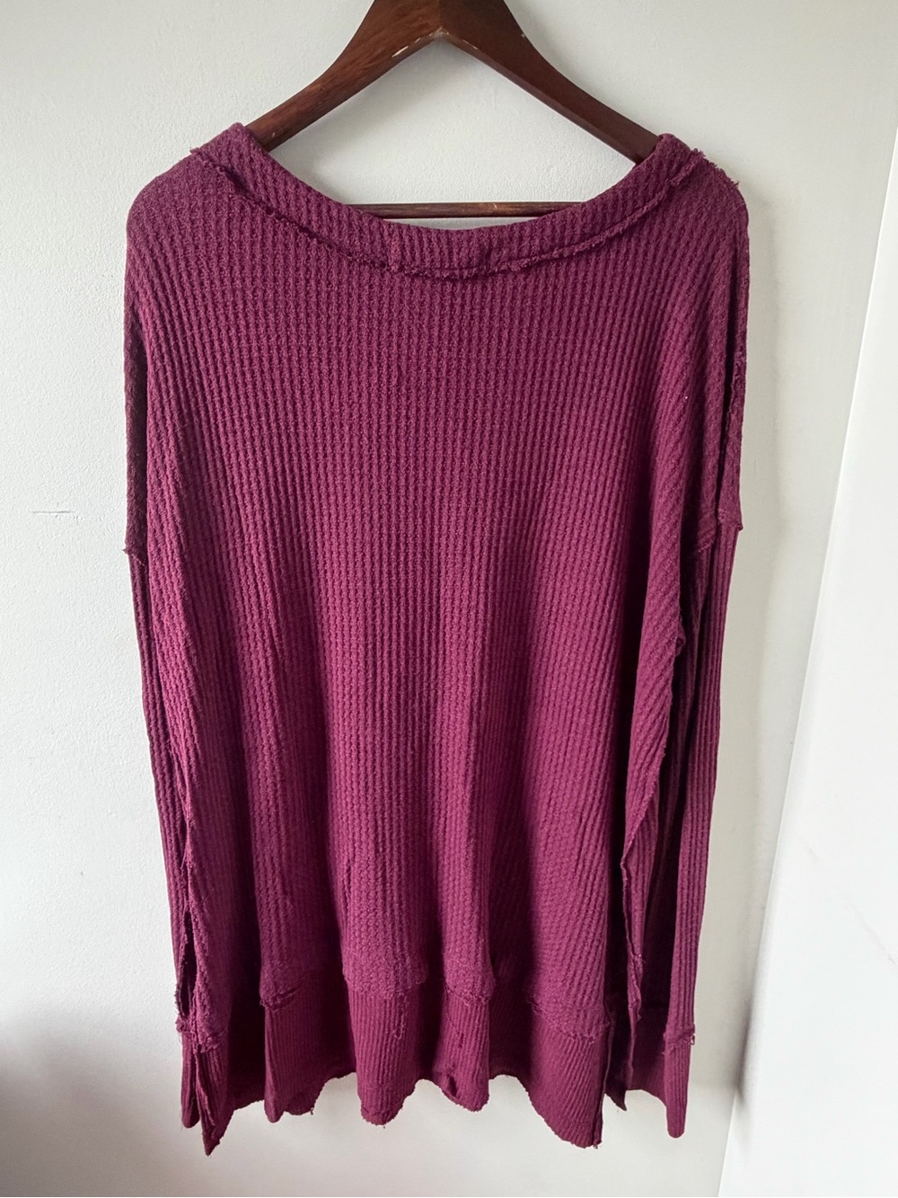 Free People | We the Free | Thermal Knit Top | Waffle Knit | Oversized | Large - Picture 4 of 8